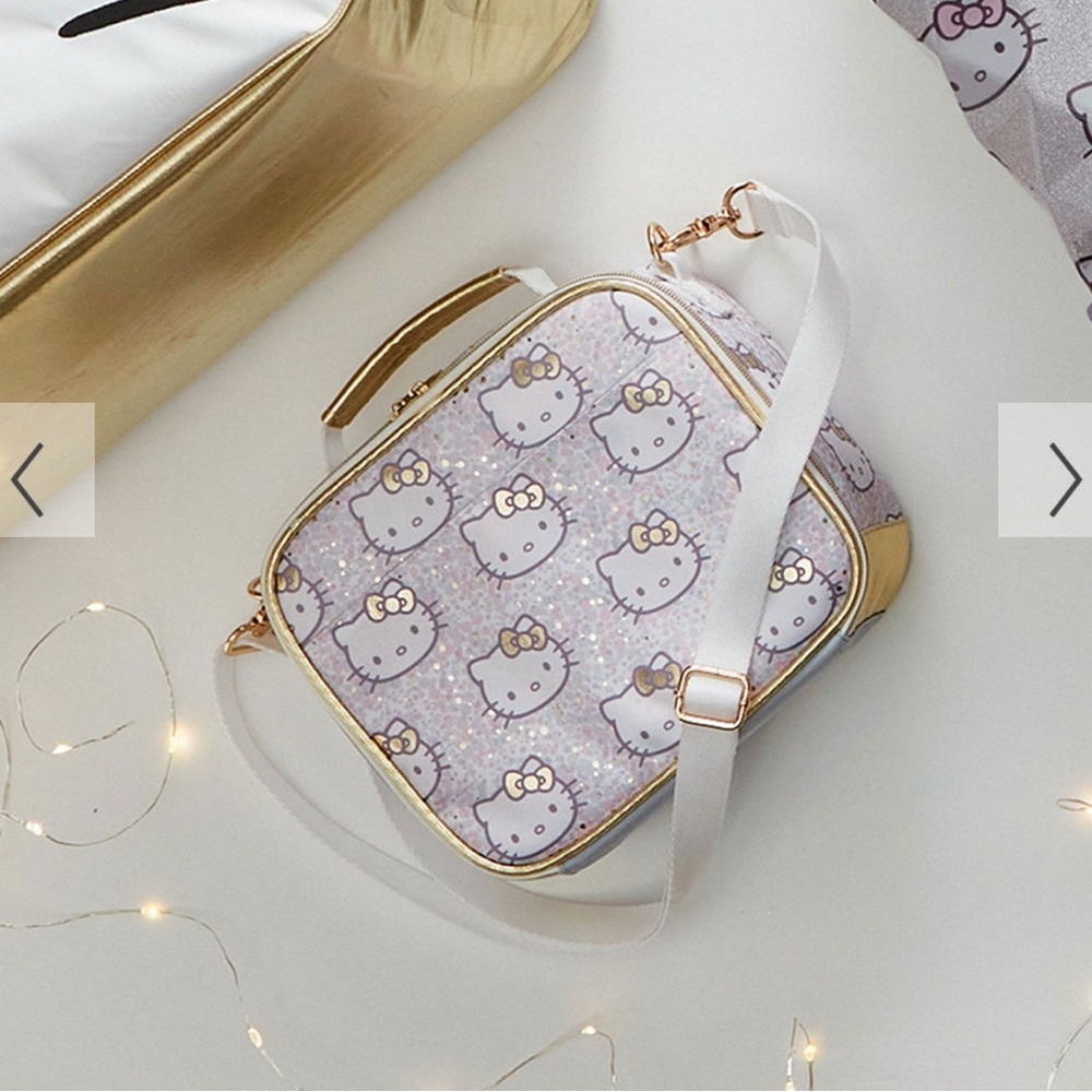 Hello Kitty Glittery Gold and White Crossbody Bag